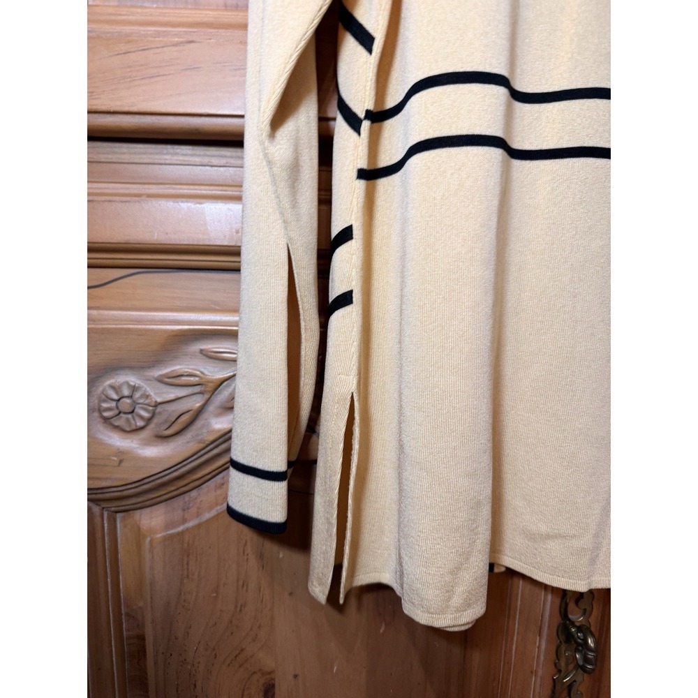 Vintage Exclusively Misook Yellow & Black Geometric Stripe Cardigan Korea S - Picture 8 of 11